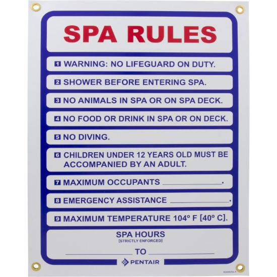 R230300 Sign Spa Rules 18