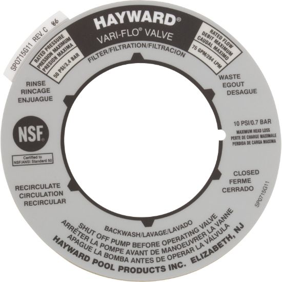 SPX0715G Valve Position Label Hayward 2