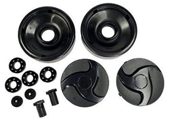 AX6009BBK Rear Wheels W/Bearings/Nuts/HubcapsBlk